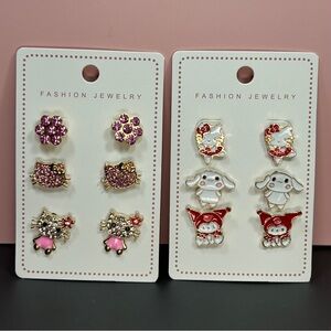 2 For $9 Cute Pink and Red Character Earring Sets